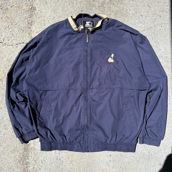 STARTER Other - Vintage‎ Starter Block Island Windbreaker Jacket Navy Blue XL Full Zip Korea
